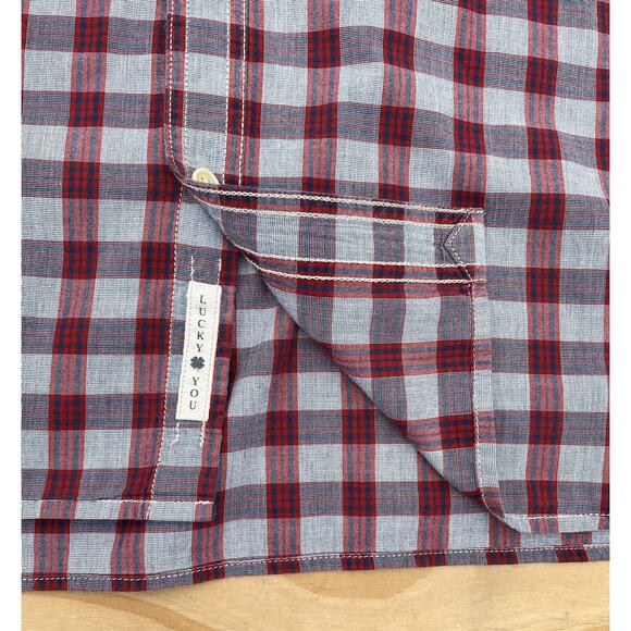 Lucky Brand‎ Shirt Short Sleeve Men’s Plaid Cotton Multi-Color Sz. L Casual - Picture 2 of 6